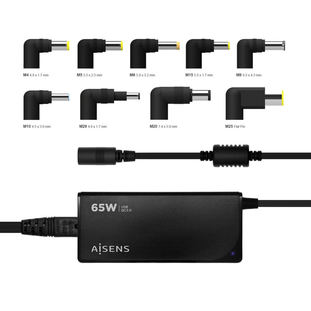 Laptopladekabel Aisens ASLC-65WAUTO-BK 65 W