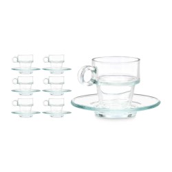 Cup with Plate Vivalto 41087 Transparent Glass 90 ml (6 Units)