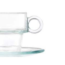 Tasse avec sous-tasse Vivalto 41087 Transparent verre 90 ml (6 Unités)