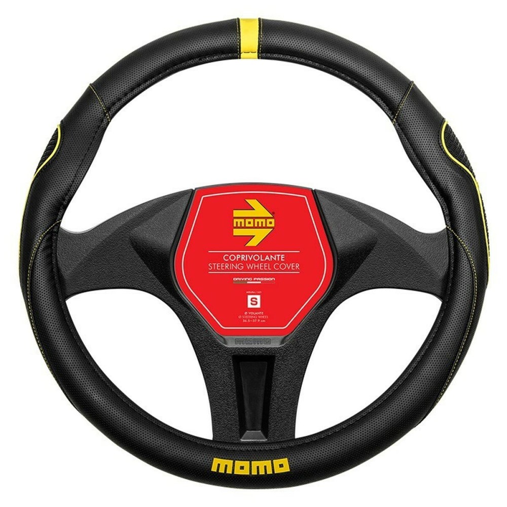 Steering Wheel Cover Momo MOMLSWC014BYS Yellow Black Ø 36 cm