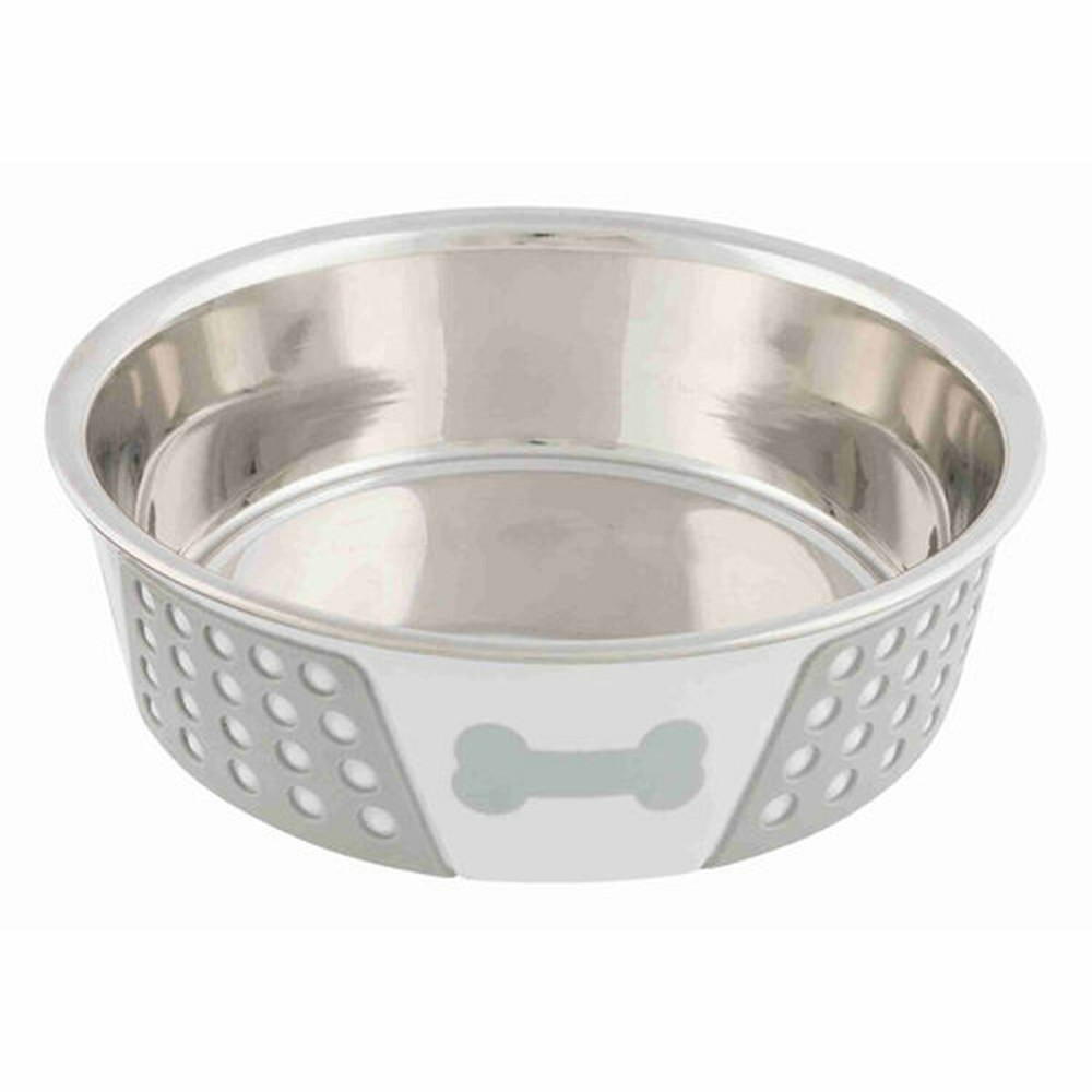 Dog Feeder Trixie White Grey Silicone Stainless steel 1,4 L