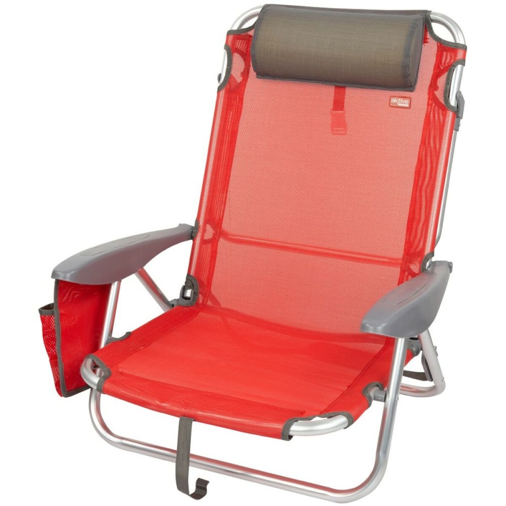 Chaise Pliante avec Repose-Tête Aktive Menorca Rouge 51 x 76 x 45 cm (2 Unités)