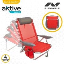 Chaise Pliante avec Repose-Tête Aktive Menorca Rouge 51 x 76 x 45 cm (2 Unités)