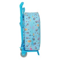 School Rucksack with Wheels Bluey Sky blue 22 x 27 x 10 cm