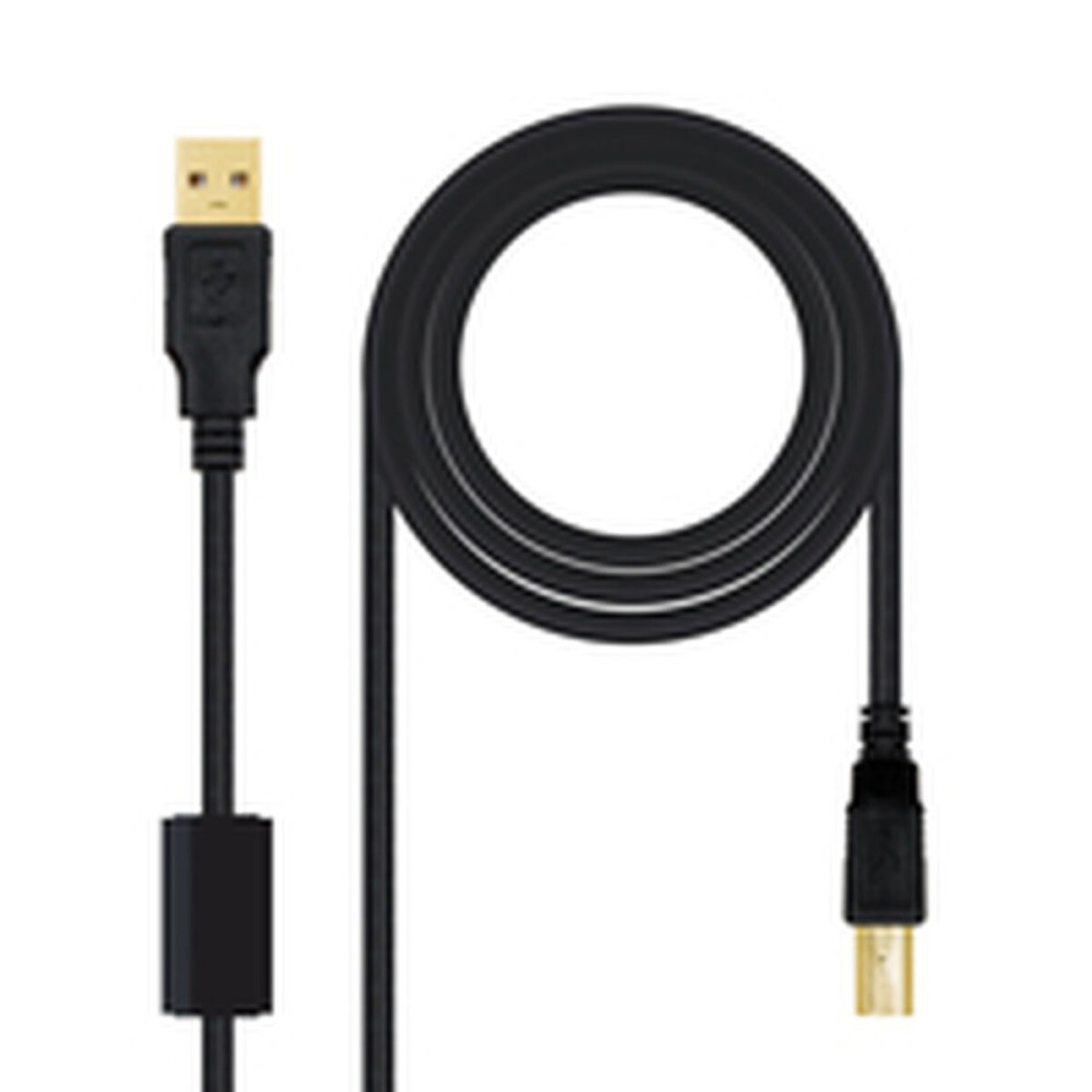 USB 2.0 A zu USB-B-Kabel NANOCABLE 10.01.1203 Schwarz 3 m (1 Stück)