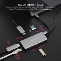 Hub USB NANOCABLE 10.16.1009 Grau (1 Stück)