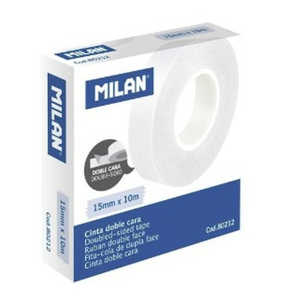 Double Sided Tape Milan 15 mm 10 m Transparent (10 Units)