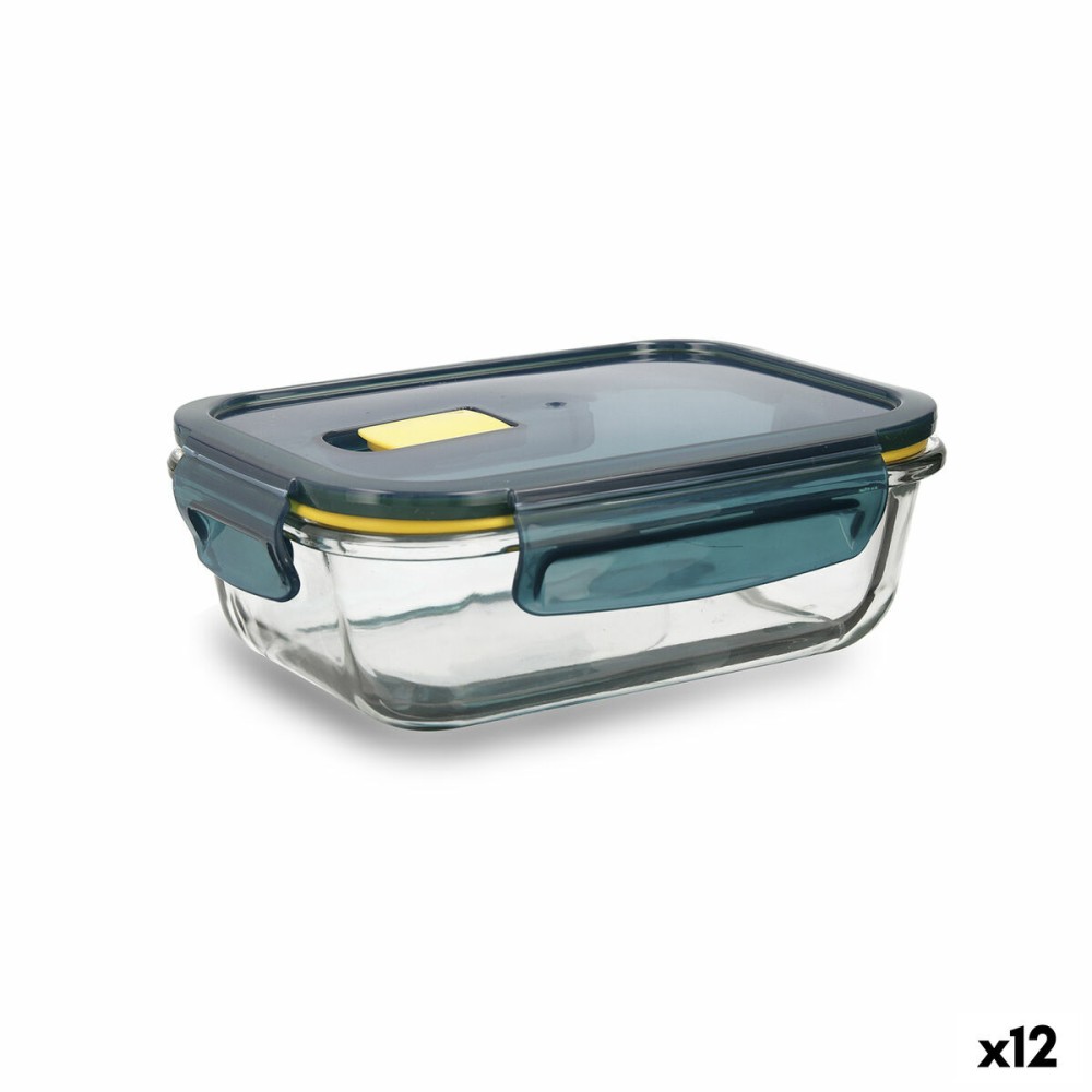 Hermetic Lunch Box Quid Astral Rectangular 640 ml Blue Glass (12 Units)