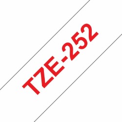 Ruban Laminé pour Etiqueteuses Brother TZE-252 Rojo/Blanco 24 mm