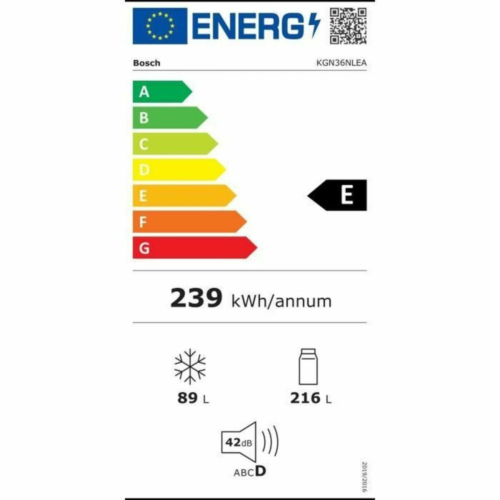 Mini réfrigérateur BOSCH KGN36NLEA   186 Argenté Acier