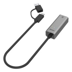 Adaptateur USB-C vers Ethernet Unitek U1313C Gris 30 cm