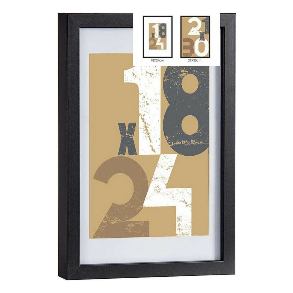 Photo frame 24 x 2,5 x 32,5 cm Black Glass MDF Wood (6 Units)