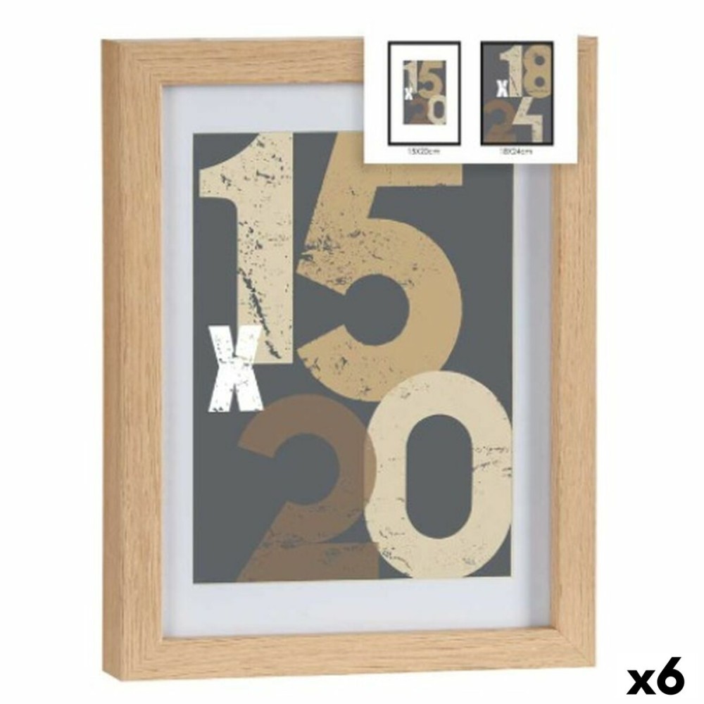 Porte photos mural Naturel verre Bois MDF 20,5 x 2,5 x 26,5 cm (6 Unités)