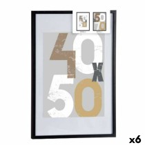 Porte photos mural Noir Plastique Bois MDF 52,5 x 2,5 x 72,5 cm (6 Unités)