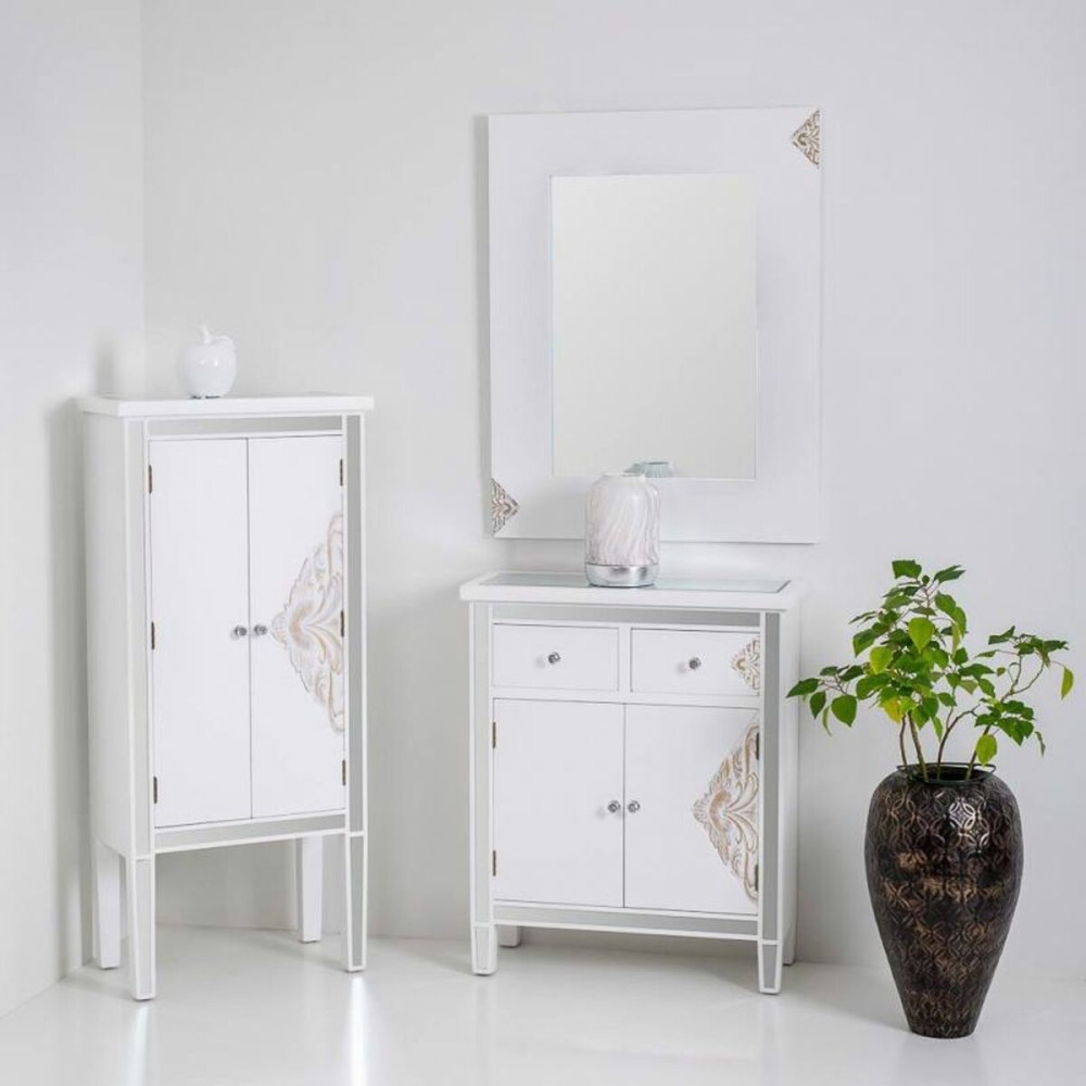 Wall mirror Alexandra House Living White Glass MDF Wood 2 x 90 x 70 cm