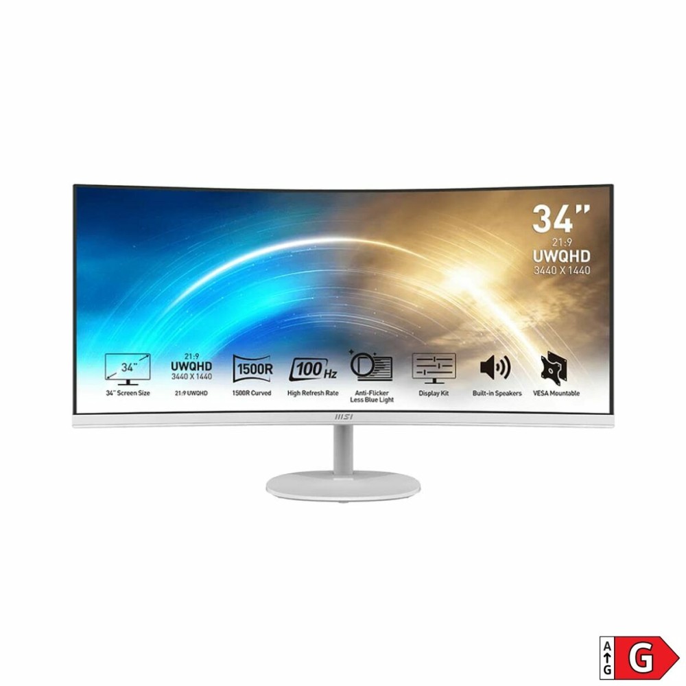 Écran MSI PRO MP341CQW Blanc 34" 100 Hz