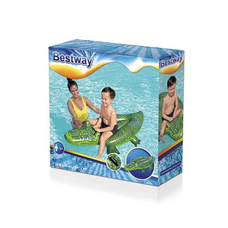 Bestway Crocodile Gonflable avec Poignées 152x71 cm +3 Ans Plage et Piscine 41477