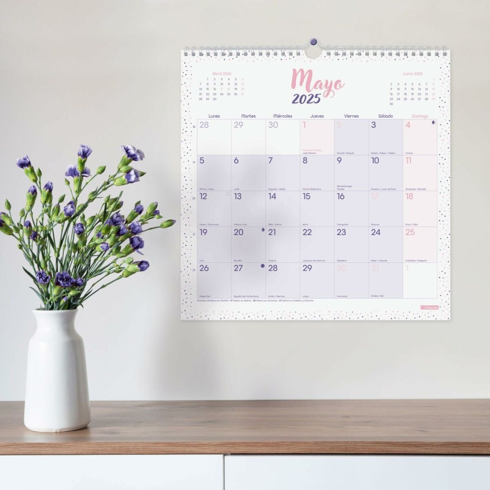 calendrier mural Finocam CHIC Violet Papier 2025 30 x 30 cm