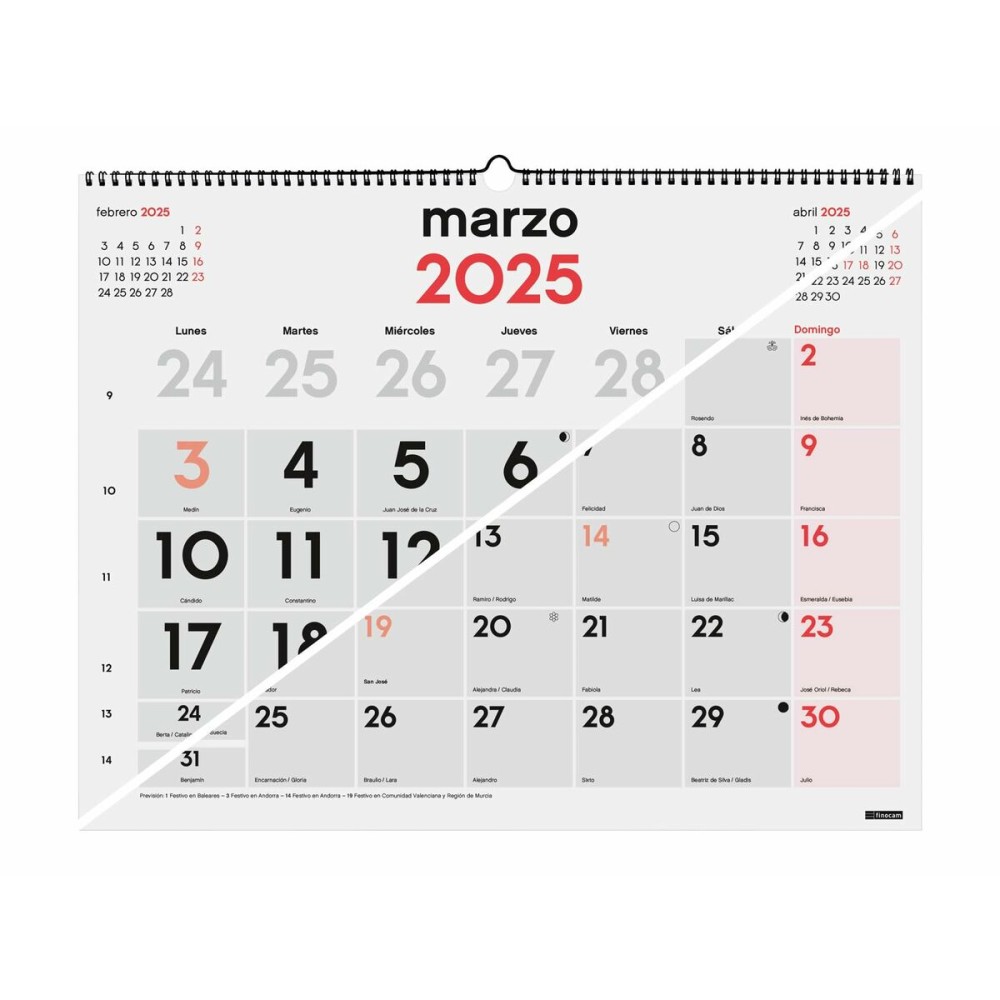 calendrier mural Finocam Papier 2025 54 x 42 cm