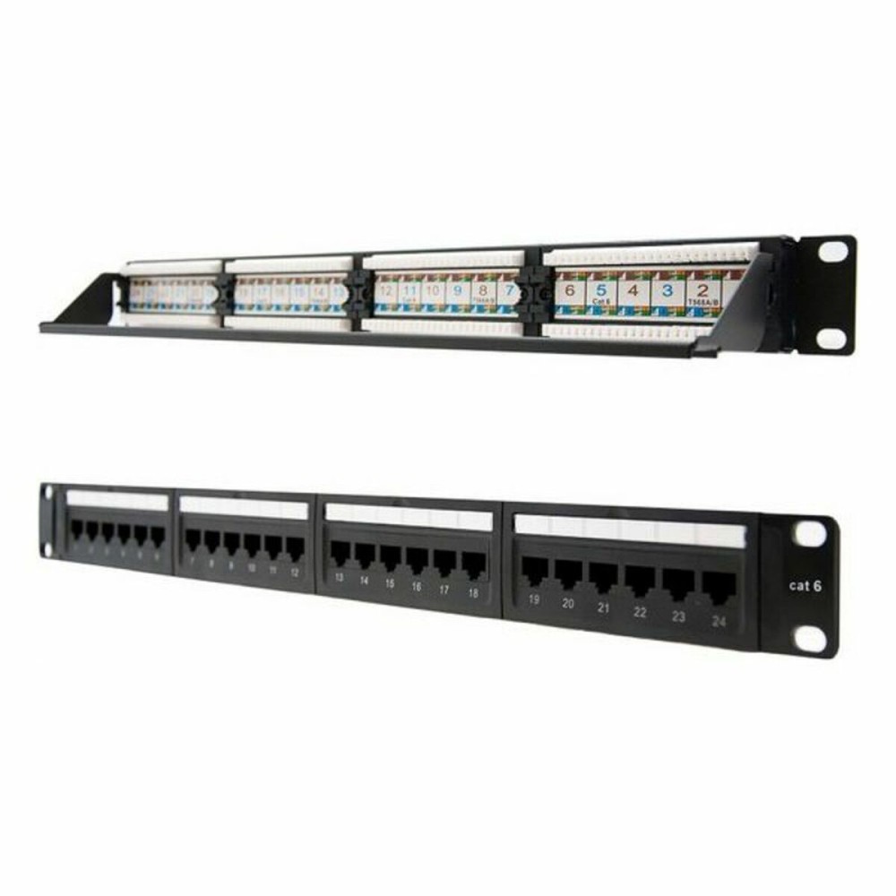 24-port UTP Kategorie 6 Steckleiste NANOCABLE 10.21.3124 19" RJ45 Schwarz