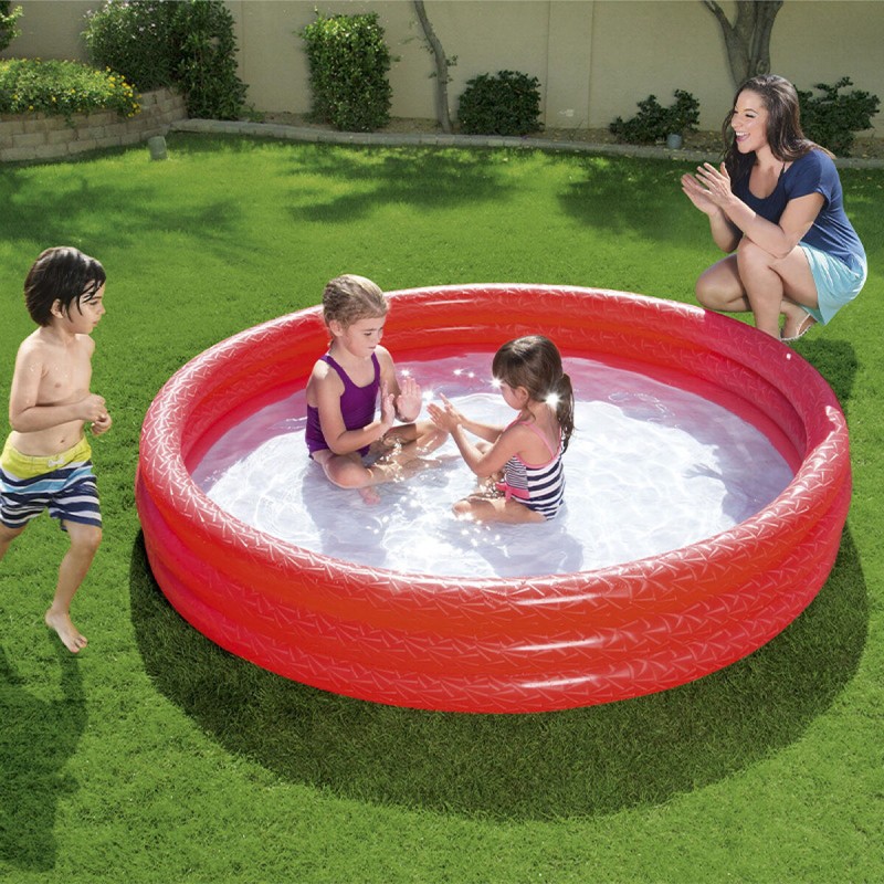 Bestway Piscine Gonflable Enfant 3 Anneaux Eco Couleur Assortie 183x33cm +2 Ans Jardin 51027