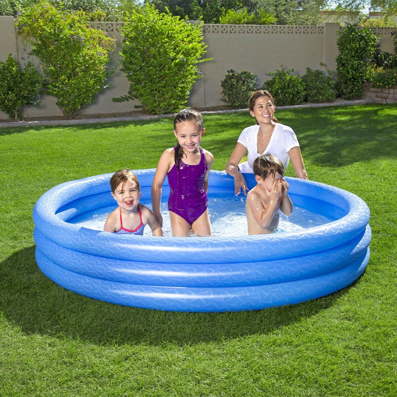 Bestway Piscine Gonflable Enfant 3 Anneaux Eco Couleur Assortie 183x33cm +2 Ans Jardin 51027