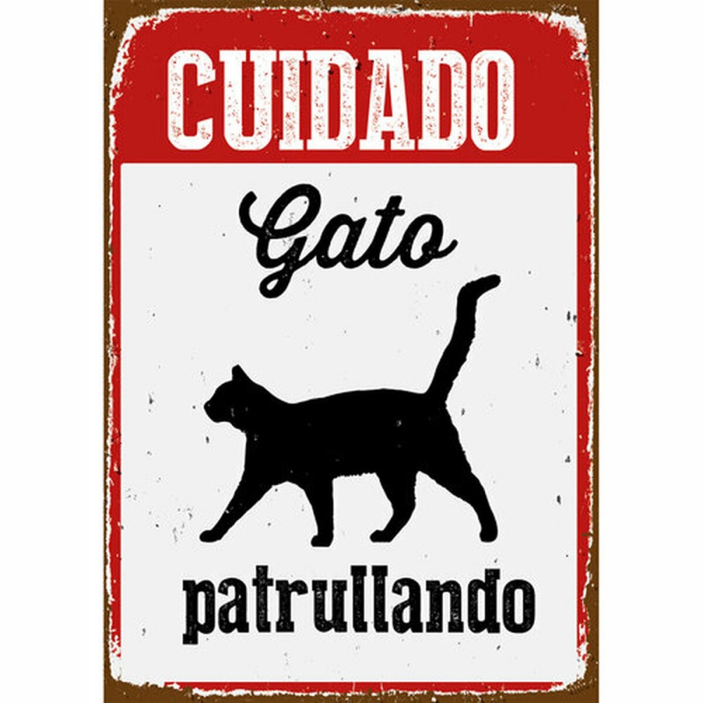 Badge Magnet & Steel ["Cuidado Gato Patrullando"] 14,8 x 21 cm