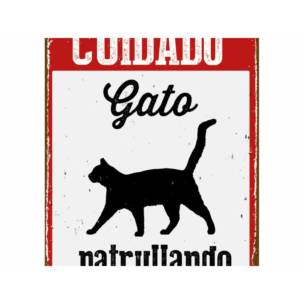 Badge Magnet & Steel ["Cuidado Gato Patrullando"] 14,8 x 21 cm