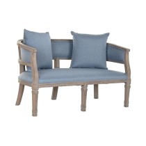 Sofa DKD Home Decor Blue Linen Rubber wood (122 x 69 x 72 cm)