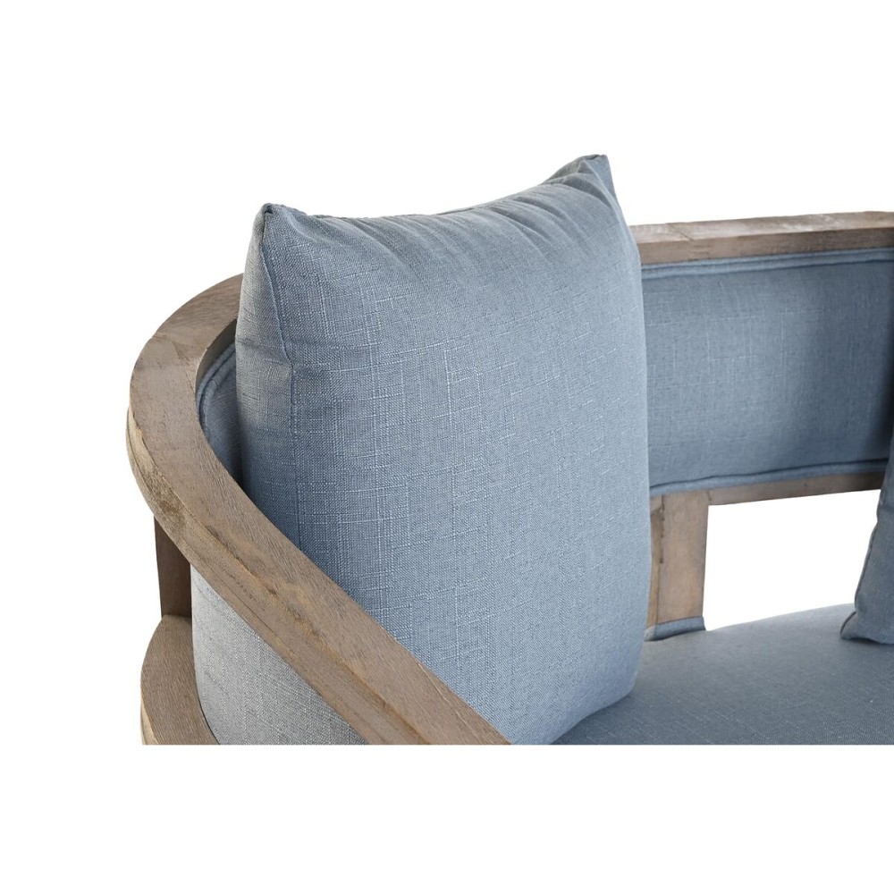 Canapé DKD Home Decor Bleu Lin Bois d'hévéa (122 x 69 x 72 cm)