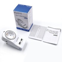 Wall Plug with 2 USB Ports Ewent EW1225 16A 3680 W