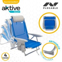 Folding Chair with Headrest Aktive Gomera Blue 51 x 76 x 45 cm (2 Units)