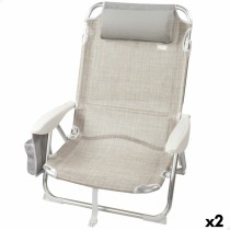 Chaise Pliante avec Repose-Tête Aktive Ibiza Beige 51 x 76 x 45 cm (2 Unités)