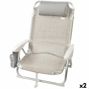 Chaise Pliante avec Repose-Tête Aktive Ibiza Beige 51 x 76 x 45 cm (2 Unités)