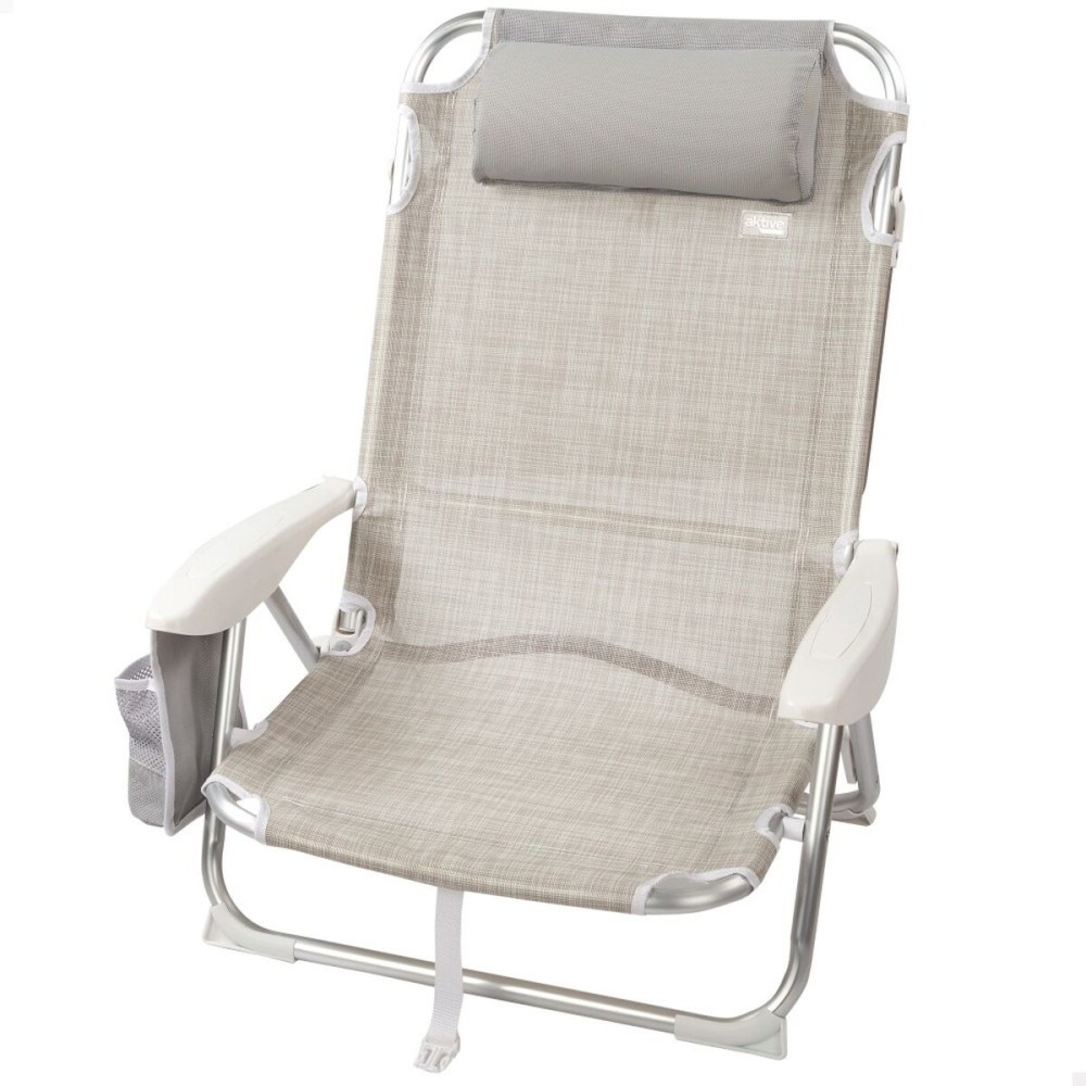 Chaise Pliante avec Repose-Tête Aktive Ibiza Beige 51 x 76 x 45 cm (2 Unités)