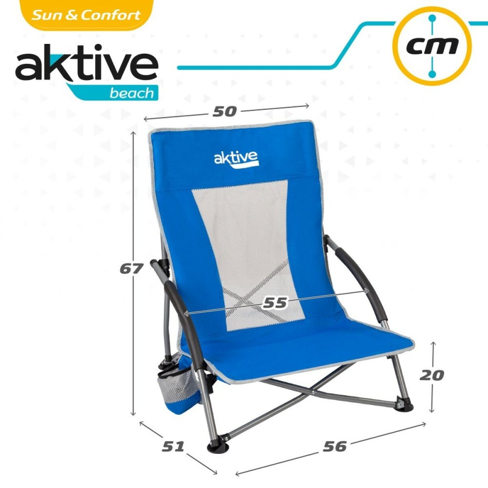 Beach Chair Aktive Blue 50 x 67 x 51 cm (4 Units)