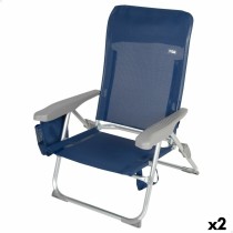 Chaise de Plage Aktive Slim Pliable Blue marine 47 x 87 x 58 cm (2 Unités)