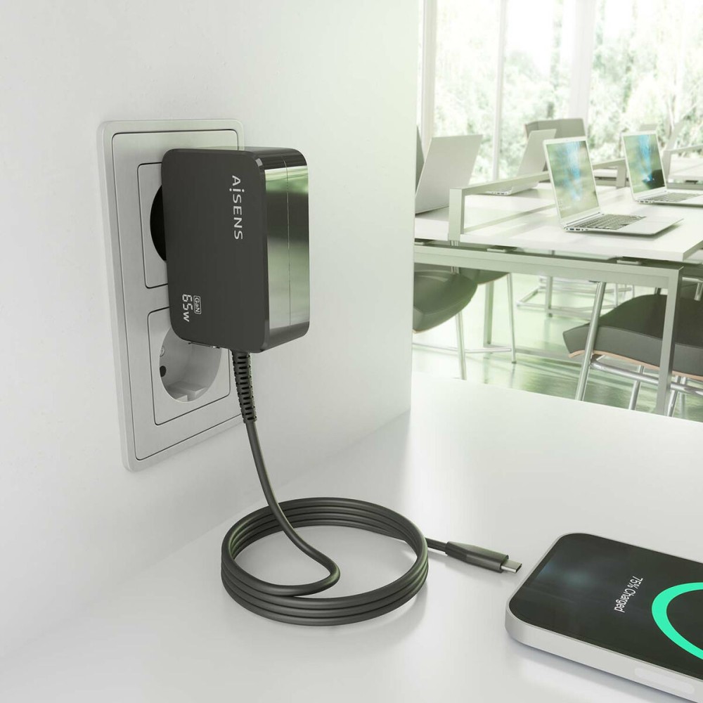 Chargeur mural Aisens ASCH-1PD65WL033-BK Noir 65 W (1 Unité)