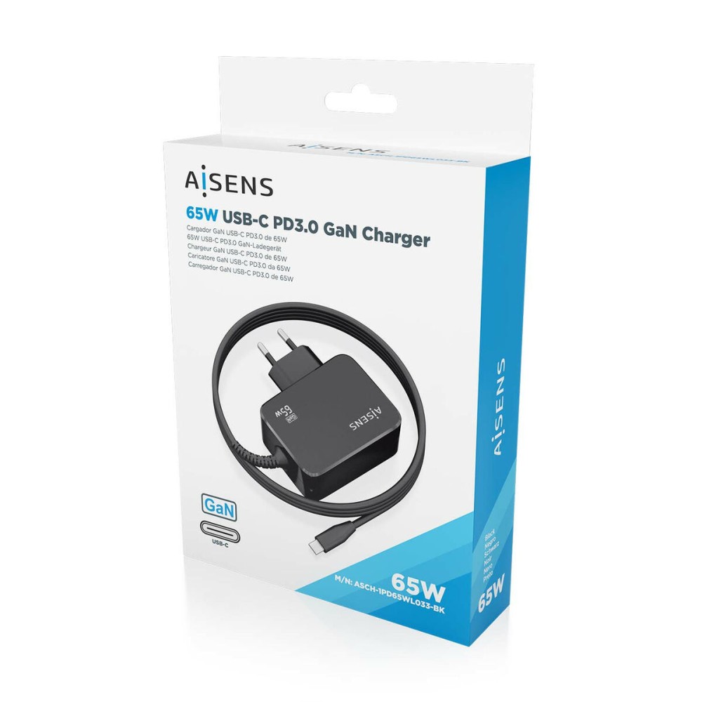 Chargeur mural Aisens ASCH-1PD65WL033-BK Noir 65 W (1 Unité)