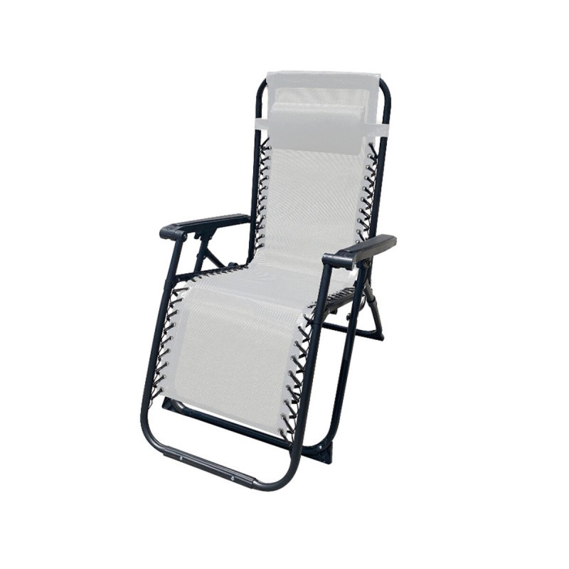 Marbueno Transat Pliante Acier Avec Coussin Jardin et Piscine 90X66X108 cm Gravité Zéro Gris 10009