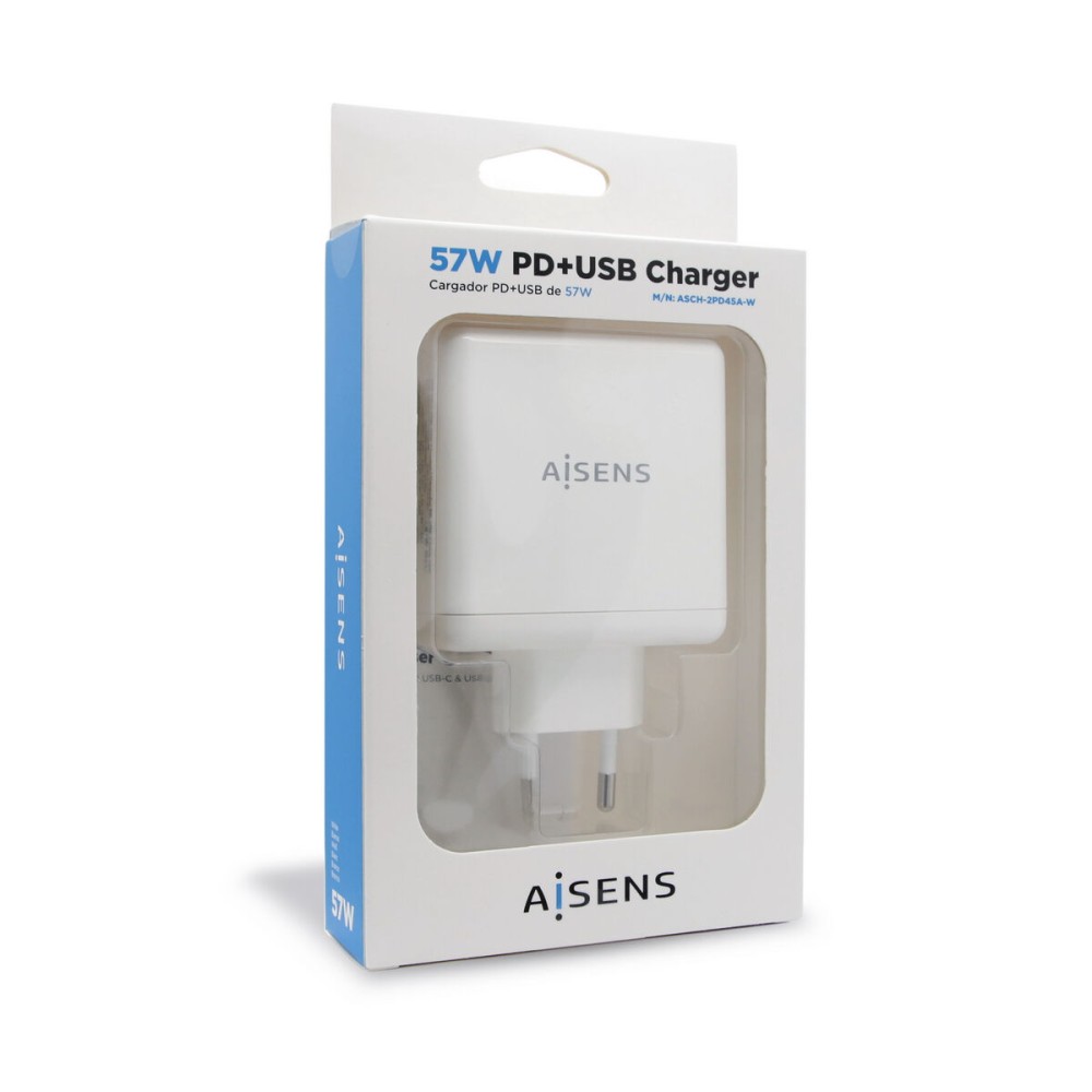 USB-Ladegerät für die Wand Aisens ASCH-2PD45A-W Weiß 57 W USB-C (1 Stück)