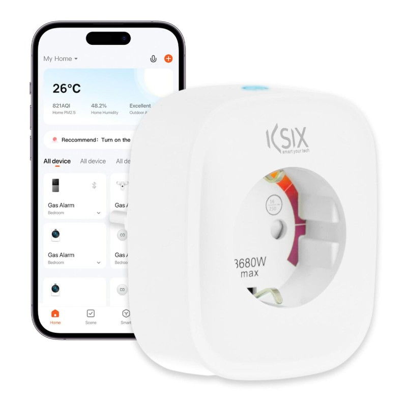 Intelligenter Stecker KSIX Smart Energy Slim WIFI 250V Weiß