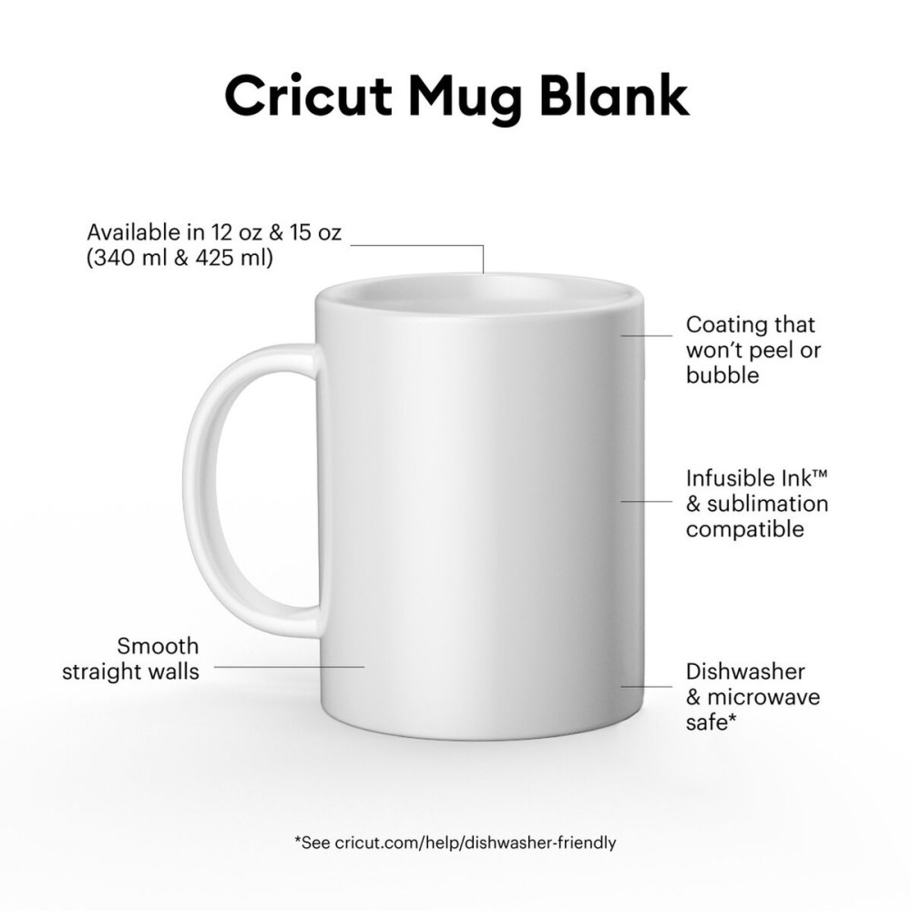 Tasse personnalisable pour plotter de découpe Cricut Ceramic Blanc Céramique (2 Unités)