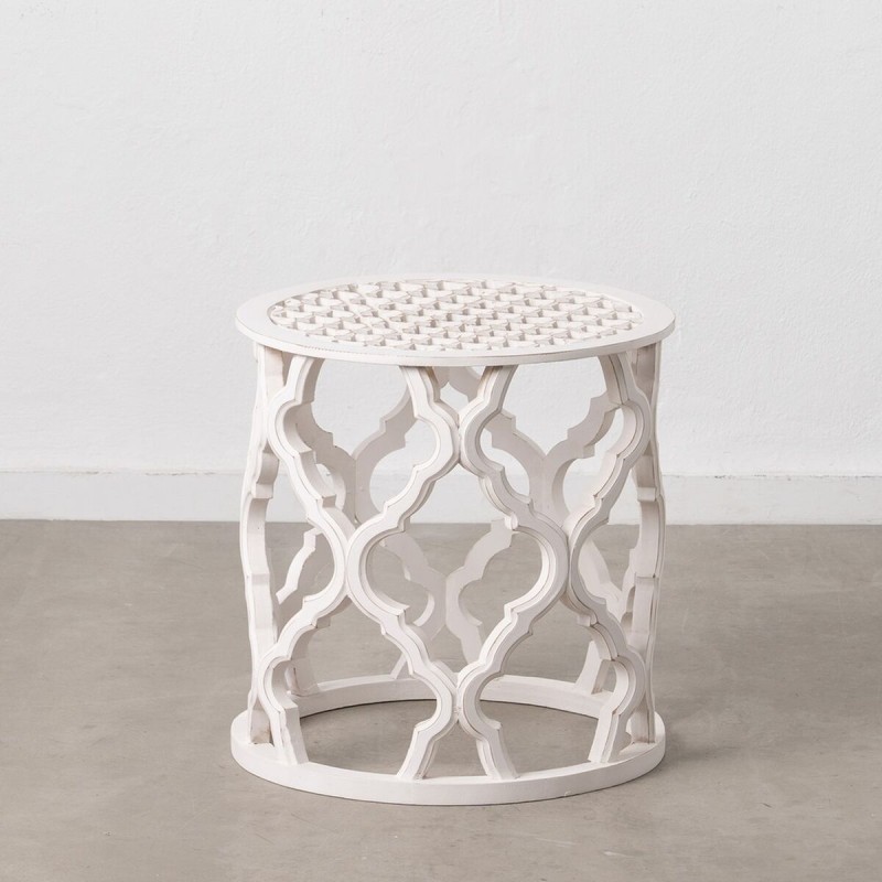 Table d'appoint Blanc Bois MDF 50 x 50 x 52 cm DMF