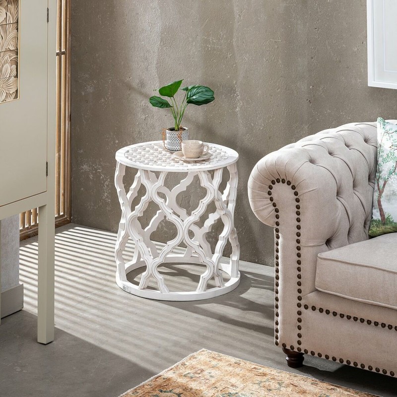 Side table White MDF Wood 50 x 50 x 52 cm DMF