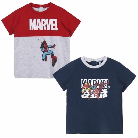 T shirt à manches courtes Enfant Marvel Gris 2 Unités