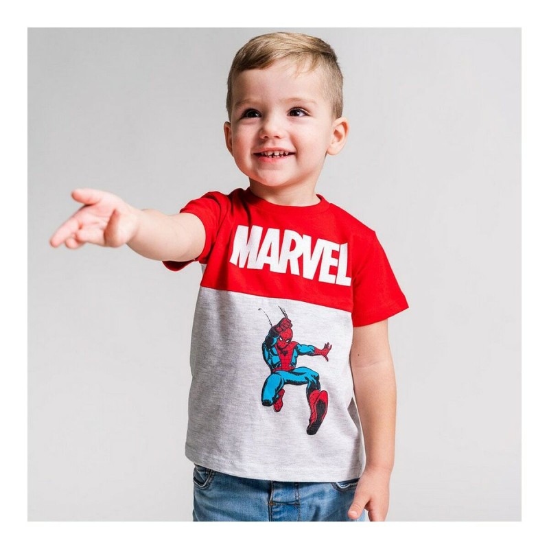 T shirt à manches courtes Enfant Marvel Gris 2 Unités