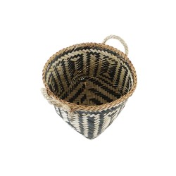 Basket set DKD Home Decor Black Natural Bamboo 40 x 38 x 38 cm