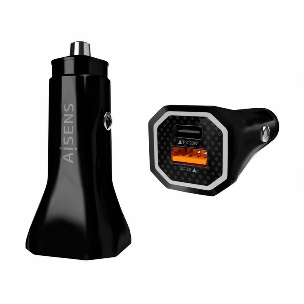 Car Charger Aisens ASCH-CAR2PQC-BK Black 38 W