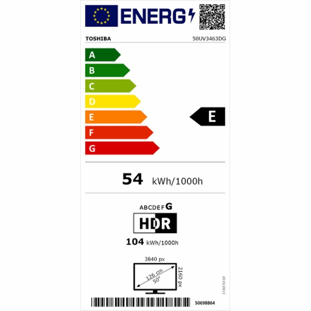 TV intelligente Toshiba 50UV3463DG 4K Ultra HD 50" D-LED